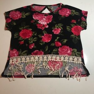 Floral semi crop top